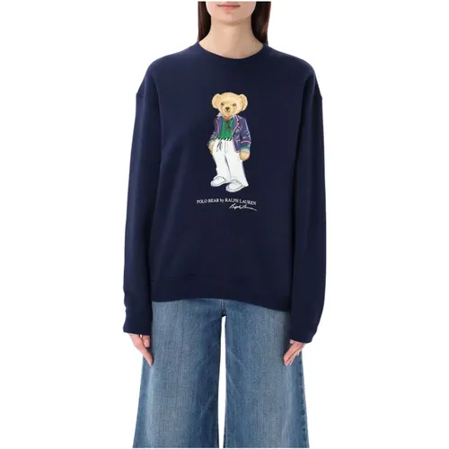 Navy Strick Polo Bear Sweatshirt , Damen, Größe: S - Ralph Lauren - Modalova