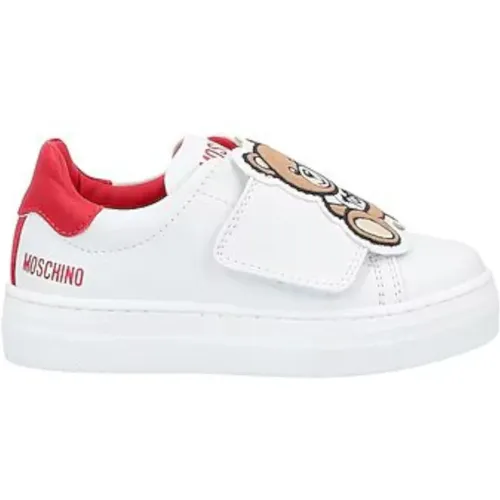 Weiße Leder Sneakers mit Roter Einlage - Moschino - Modalova