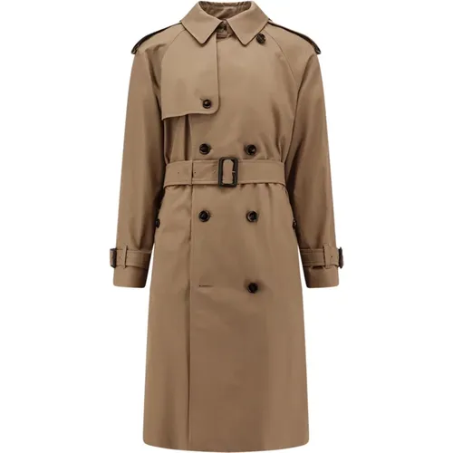 Trench Coats, male, , Size: XL Double-Breasted Cotton Coat with Belt - Burberry - Modalova
