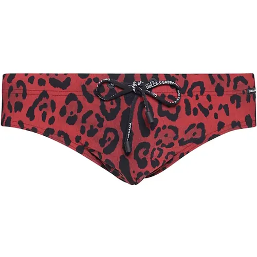 Leopard Print Swim Briefs , male, Sizes: L - Dolce & Gabbana - Modalova