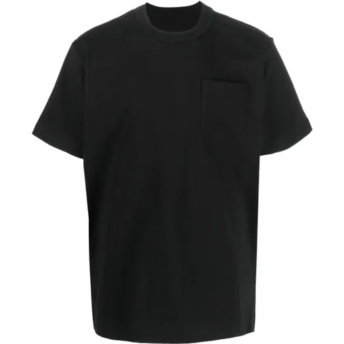 Side-Zip T-shirt with Logo Print , male, Sizes: S - Sacai - Modalova