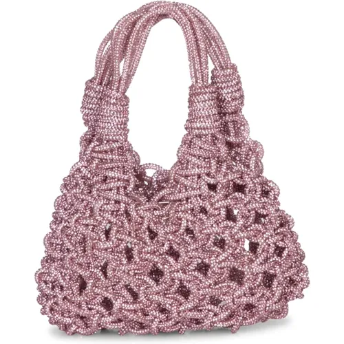 Handbags, female, , Size: ONE SIZE Luxurious Mini Macramé Crystal Bag - Hibourama - Modalova