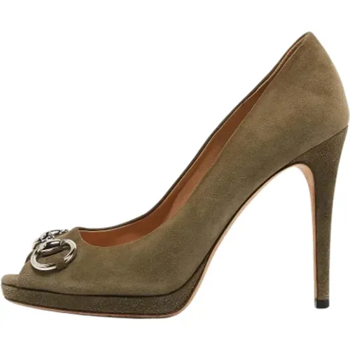 Pre-owned Pumps, female, , Size: 7 1/2 US Pre-owned Suede heels - Gucci Vintage - Modalova