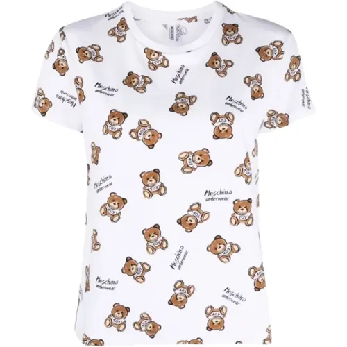 Baumwoll-T-Shirt mit Teddybär-Print - Moschino - Modalova
