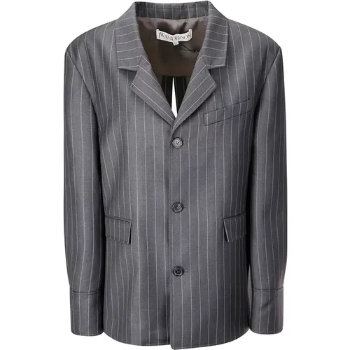 Blazers, female, , Size: 3XS Pinstripe Blazer with Flap Pockets - JW Anderson - Modalova