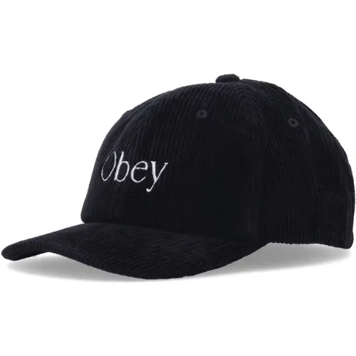 Caps, male, , Size: ONE SIZE Velvet Curved Visor Strapback Cap - Obey - Modalova