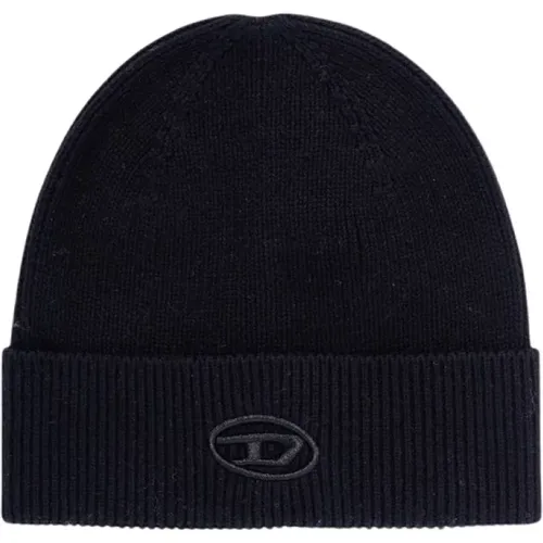 Gerippte Wollmischung Beanie Schwarz - Diesel - Modalova