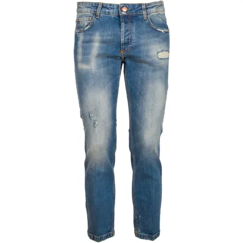 Kurze Denim-Jeans mit Abrieb , Herren, Größe: W33 - Entre amis - Modalova