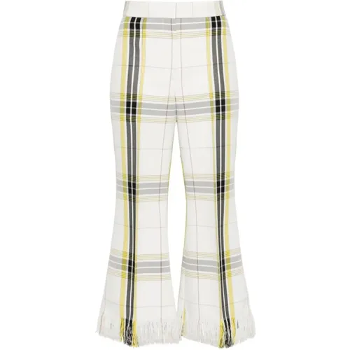 Wide Trousers, female, , Size: M Plaid Checkered Trousers - Msgm - Modalova