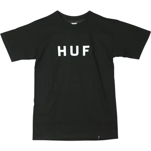 T-Shirts, male, , Size: M /White Logo Mens T-Shirt - HUF - Modalova