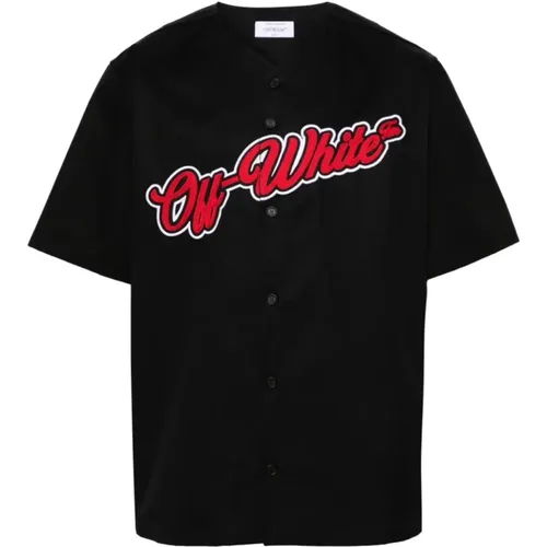 Cotton Baseball Shirt with Logo Embroidery , male, Sizes: S - Off White - Modalova