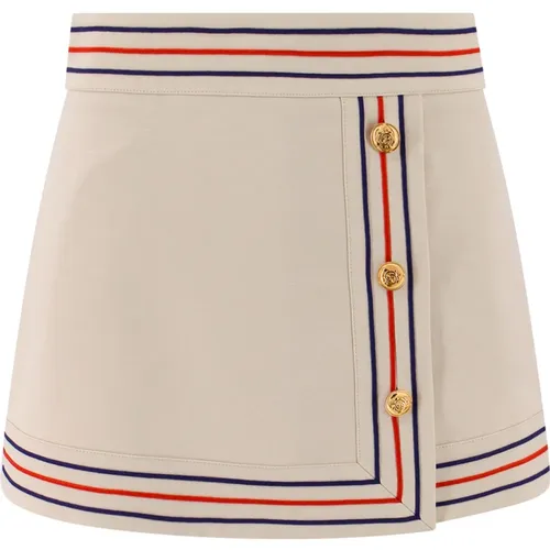 Short Skirts, female, , Size: XS Linen and Cotton Mini Wrap Skirt - Gucci - Modalova
