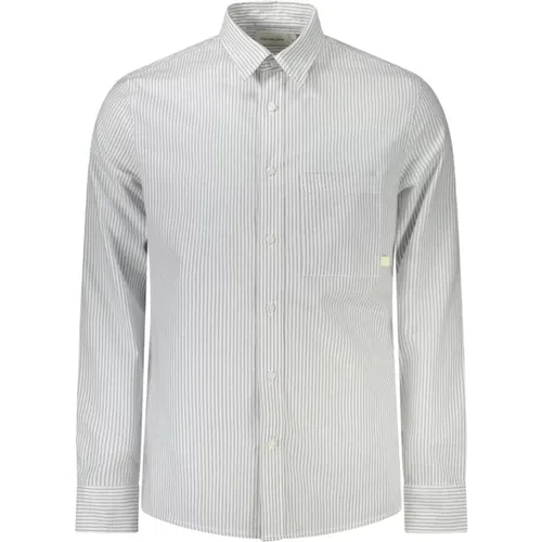 Casual Shirts, male, , Size: S Striped Long-Sleeve Shirt with Italian Collar - Calvin Klein - Modalova