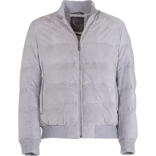 Quilted Lamb Suede Bomber Jacket , male, Sizes: XL, 5XL, 3XL, L, 2XL, 4XL - Gimo's - Modalova