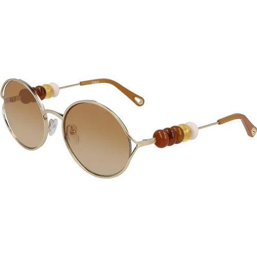 Gold/Brown Shaded Sunglasses , female, Sizes: 57 MM - Chloé - Modalova