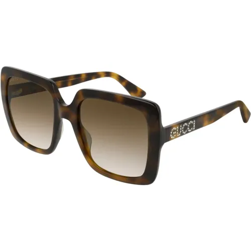 Havana/ Shaded Sunglasses , female, Sizes: 54 MM - Gucci - Modalova