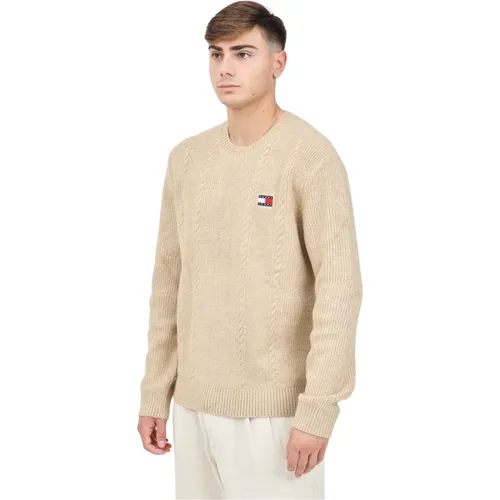 Rundhalsausschnitt Pullover im Heritage-Stil , Herren, Größe: M - Tommy Jeans - Modalova