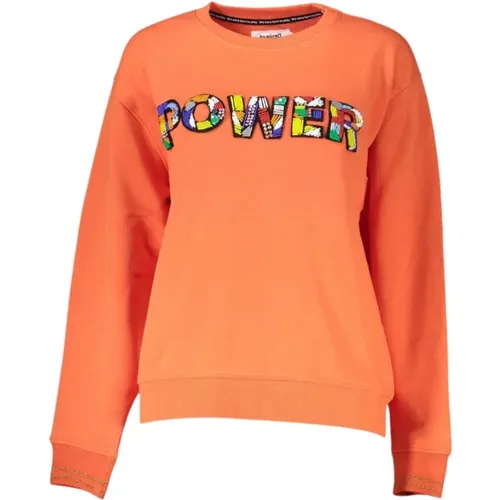 Helles Orangefarbenes Sweatshirt mit Logodetail , Damen, Größe: XL - Desigual - Modalova