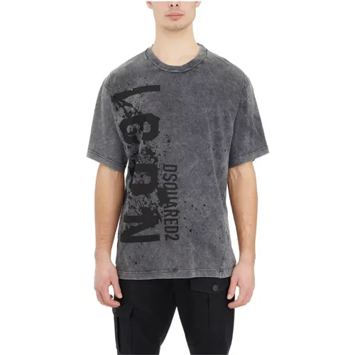 Rock Wash Baumwoll T-Shirt , Herren, Größe: L - Dsquared2 - Modalova