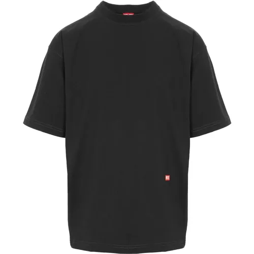Schwarzes Baumwoll-Jersey T-Shirt mit Rückendruck , Herren, Größe: L - Diesel - Modalova