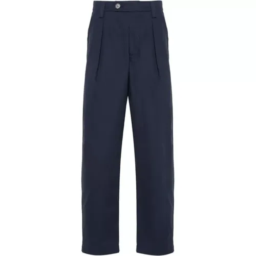 Straight Trousers, male, , Size: L Navy Wide Leg Pants - A.p.c. - Modalova