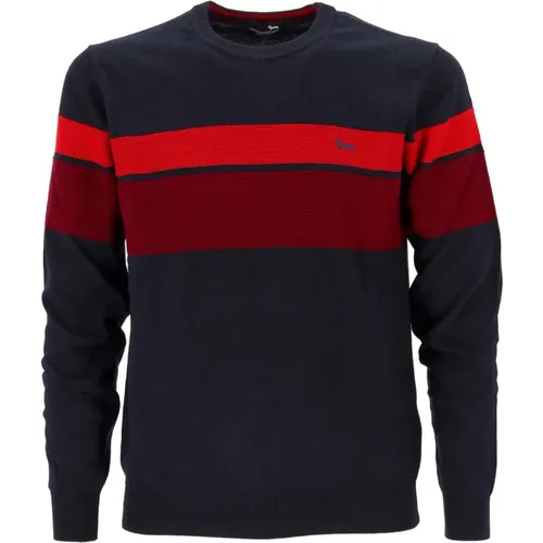 Round-neck Knitwear, male, , Size: 2XL sweater with red 3D stripes for Men - XXL - Harmont & Blaine - Modalova