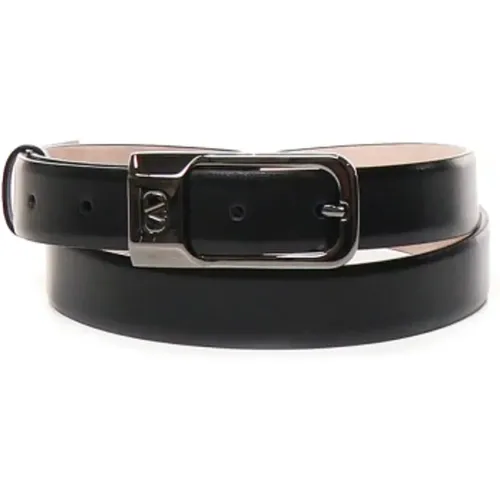 Belts, male, , Size: 90 CM Leather Belt with Vlogo Buckle - Valentino Garavani - Modalova