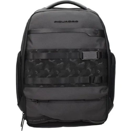 Backpacks, male, , Size: ONE SIZE Fabric Backpack with Multiple Compartments - Piquadro - Modalova