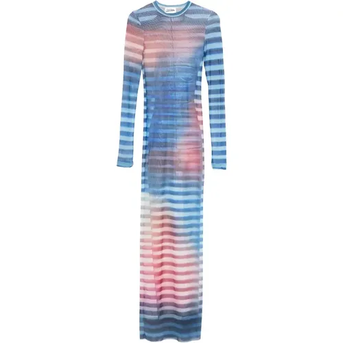 Maxi Dresses, female, , Size: M Blue Striped Long Sleeve Dress - Jean Paul Gaultier - Modalova