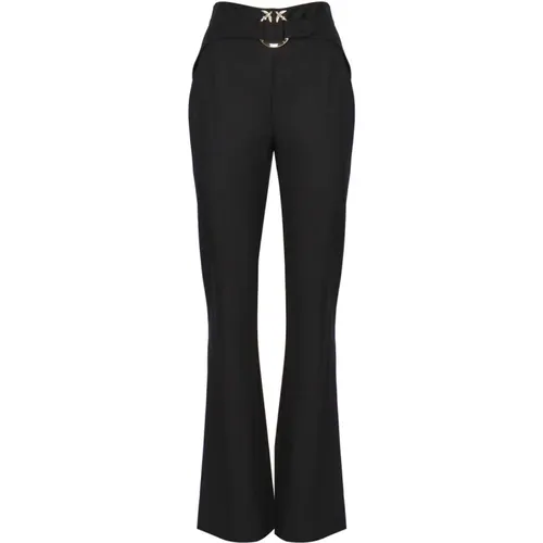 Flared Trousers with Love Birds Buckle , female, Sizes: XS, M, S, 2XS - pinko - Modalova