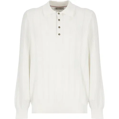 Cotton Polo with Collar and Long Sleeves , male, Sizes: L - BRUNELLO CUCINELLI - Modalova