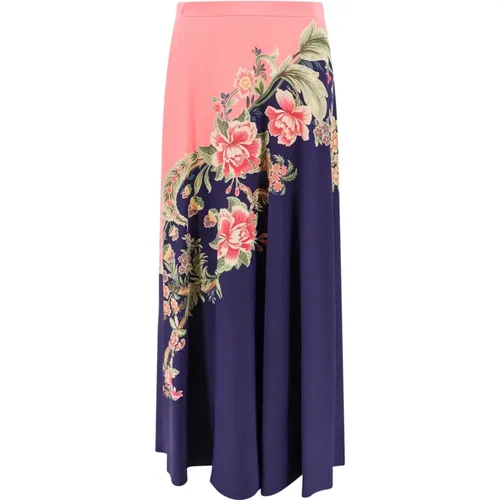 Floral Print Silk Skirt Blue , female, Sizes: XS, S - ETRO - Modalova