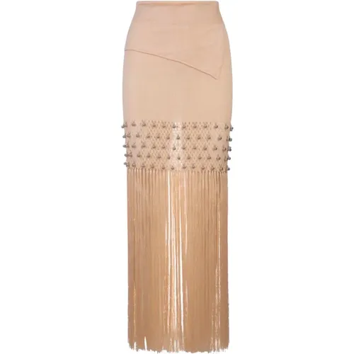 Knit Mesh Fringe Skirt , female, Sizes: XS, S, M - Paco Rabanne - Modalova
