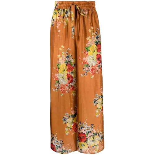 Floral Print High-Waisted Wide Leg Pants , female, Sizes: S - Zimmermann - Modalova