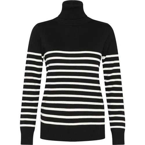 Turtlenecks, female, , Size: L Striped Rollneck Pullover Sweater - Saint Tropez - Modalova