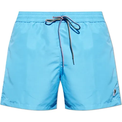 Beachwear, male, , Size: L Swim shorts with logo patch - Paul Smith - Modalova