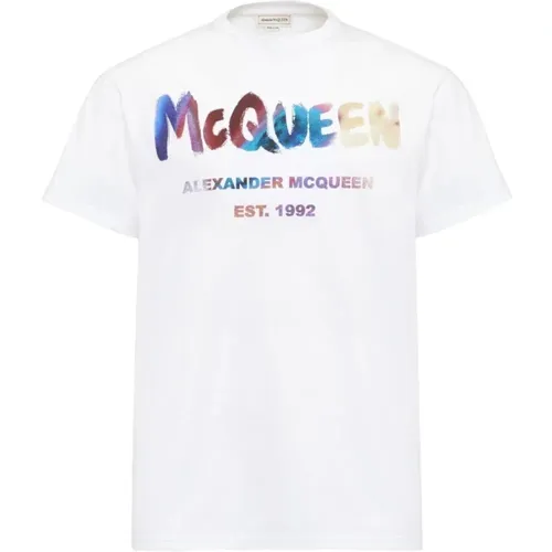 Logo Print Graffiti T-Shirt , male, Sizes: L, XL - alexander mcqueen - Modalova