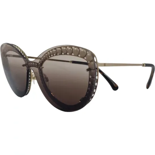 Große Schmetterlingssonnenbrille mit Perlenverzierungen - Chanel - Modalova
