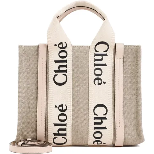 Neutral Shoulder Bag Woody Tote , female, Sizes: ONE SIZE - Chloé - Modalova