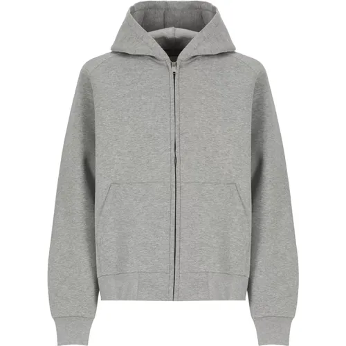 Zip-throughs, male, , Size: L Grey Neoprene Hooded Sweatshirt for Men - Autry - Modalova