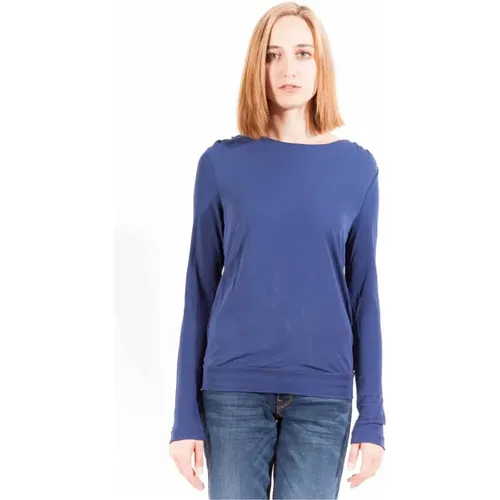 Blaues Langarm-T-Shirt mit Logo , Damen, Größe: S - Gant - Modalova