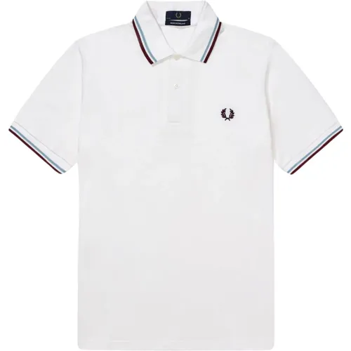 Original Twin Tipped Polo in Weiß Eis Maroon , Herren, Größe: 36 EU - Fred Perry - Modalova