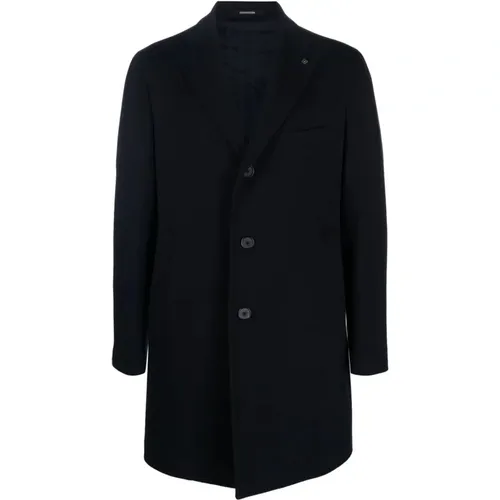 Navy Wool Blend Coat , male, Sizes: 2XL - Tagliatore - Modalova