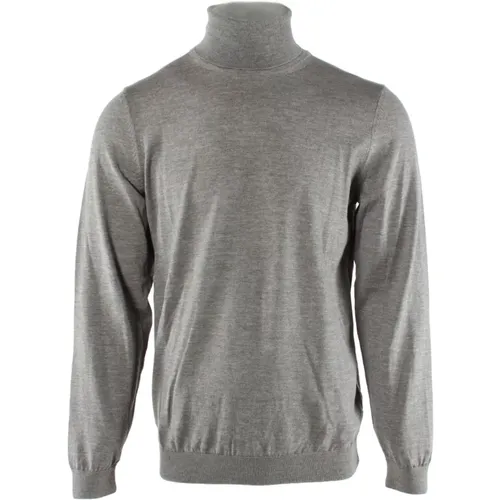 Turtlenecks, male, , Size: 2XL Men's Grey Wool Sweater - Hugo Boss - Modalova