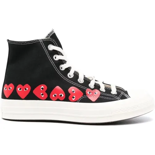 Schwarze Herzdruck Leinwand Sneakers , Damen, Größe: 36 EU - Comme des Garçons - Modalova