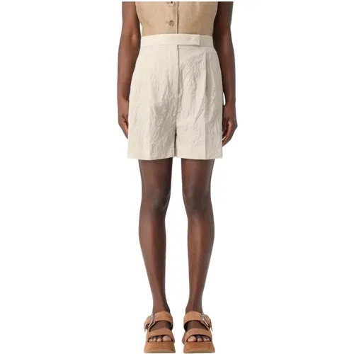 Casual Shorts, female, , Size: S Pleated Linen Shorts - Max Mara - Modalova