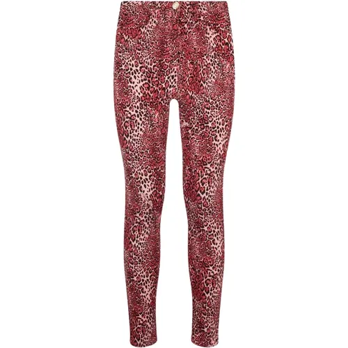 Leggings, female, , Size: W26 Leopard Peonia Slim Fit Colorful Pants - Elisabetta Franchi - Modalova