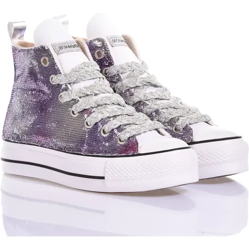 Customized Silver Violet Platform Sneakers , female, Sizes: 7 UK, 6 UK, 5 UK, 3 UK, 4 UK, 6 1/2 UK, 8 UK, 3 1/2 UK, 4 1/2 UK - Converse - Modalova