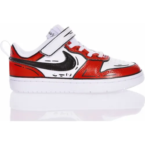 Handgefertigte Custom Sneakers Weiß Schwarz Rot - Nike - Modalova