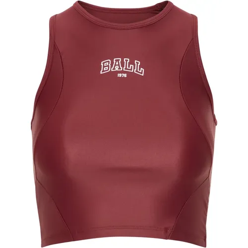 Sporty Bordeaux Top with Logo Print , female, Sizes: S, XS, M - Ball - Modalova